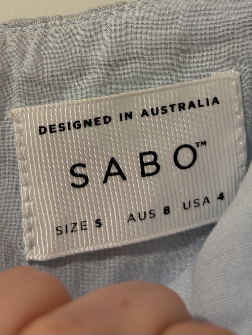 SABO SKIRT Light Blue Cotton Ruffle Off Shoulder Midi Dress Small - Picture 5 of 7